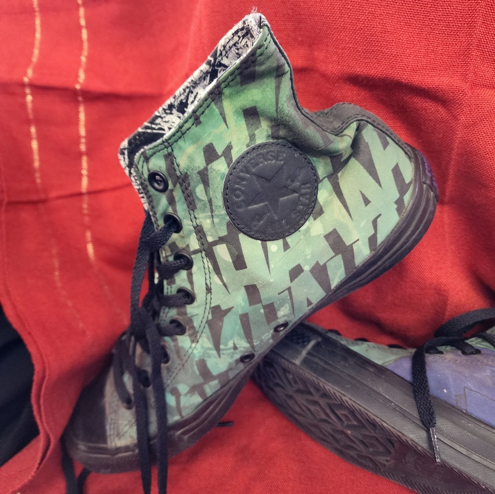 Converse High Top Sneakers Green Black Joker Graphic - Picture 15 of 16
